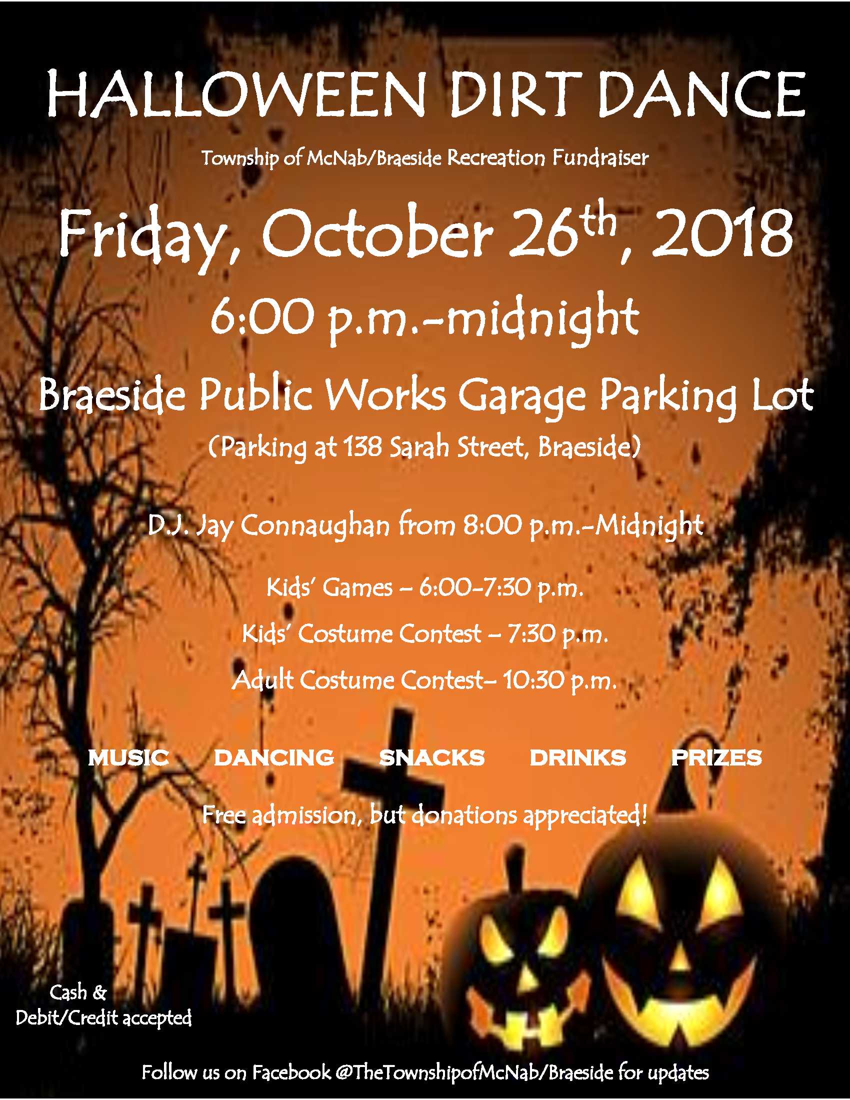 halloween dirt dance 2018 the township of mcnab braeside halloween dance flyer