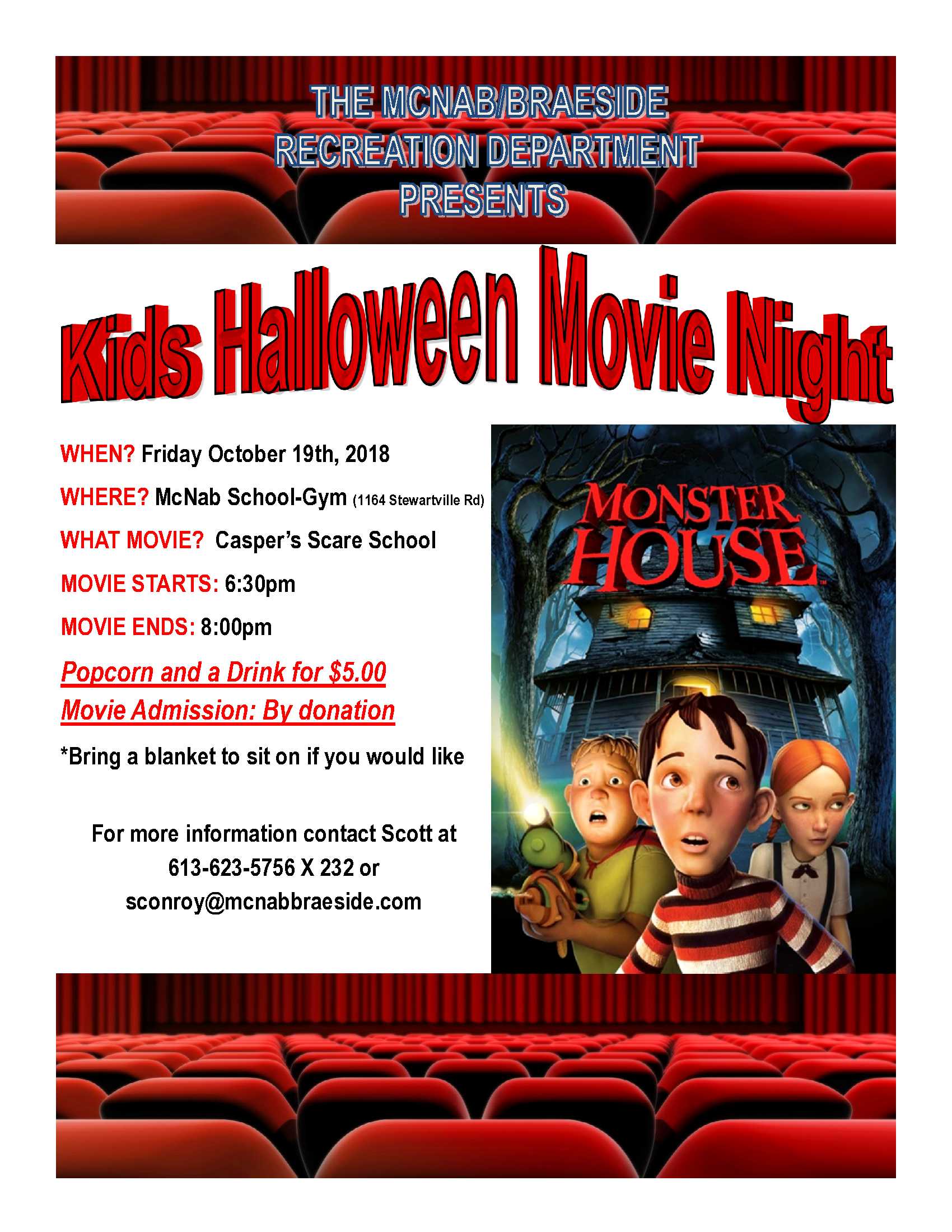 kids halloween movie night 2018 the township of mcnab movie night poster